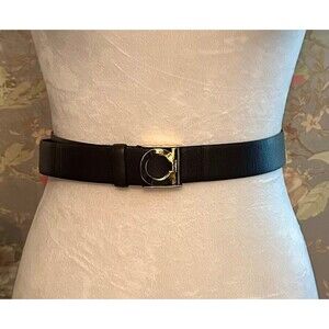 Black & Gold Salvatore Ferragamo Leather belt 75cm  Vintage 80's SMALL